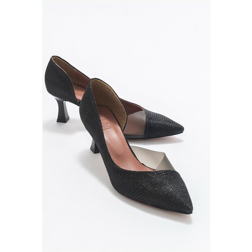 LuviShoes 353 Black Glittery Heels Women's Shoes Slike