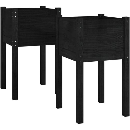 Maison Chic Vrtno cvetlično korito - Cvetlični Lonec 2 kosa črno 40x40x70 cm trdna borovina, (21789008) Slike