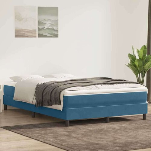 Box spring postelja brez vzmetnico temno modra 160x220 cm žamet, (21792857) Cene