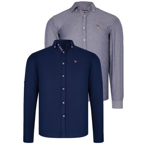 Dewberry DUAL SET G674 MENS SHIRT-NAVY BLUE-DENIM BLUE Slike