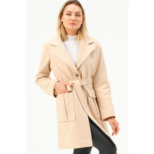 Dewberry Z6778 WOMEN'S COAT-BEIGE