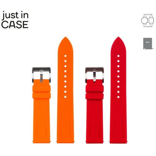 Just In Case 2u1 narukvica 20mm crvena silikon + orange silikon Slike