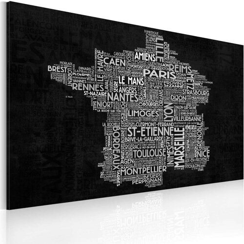  Slika - Text map of France on the black background 60x40 Slike