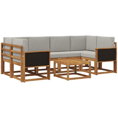 vidaXL Zunanja garnitura za sedenje 5 pcs Naravna in svetlo siva, (5000281984) Cene