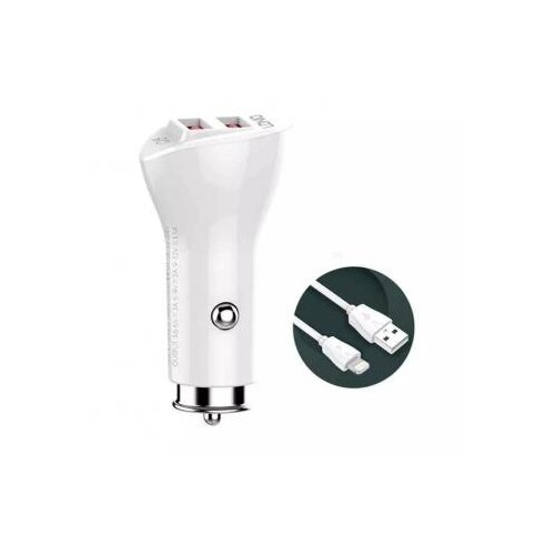 Ldnio C511Q 2xUSB 5V/3A FAST QC 3.0 za Iphone lightning beli auto punjač Cene