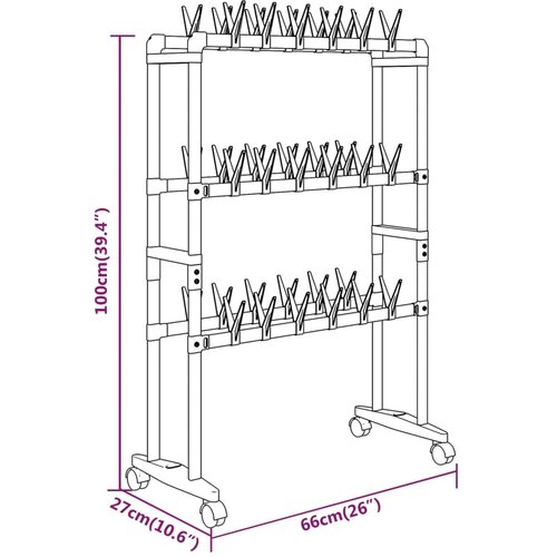  Stalak za cipele s kotačićima srebrni 66 x 27 x 100 cm Slike