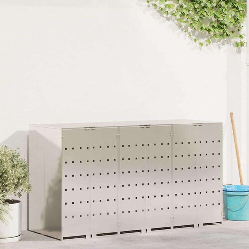  Skladi&amp;scaron;tenje kanti za 3 kante Srebrno 340 x 77.5 x 115.5 cm Slike