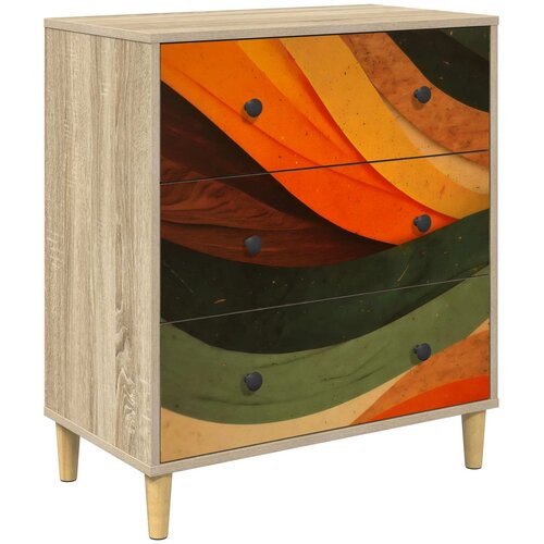  Komoda BONN Retro valni uzorak 66 x 36,5 x 75 cm Sonoma Slike