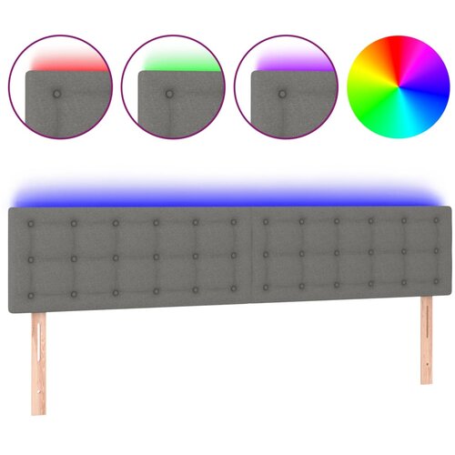 Maison Chic LED Posteljno vzglavje - Vzglavna omarica - Nočna omarica temno sivo 180x5x78/88 cm blago, (21708437) Slike