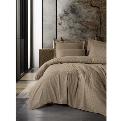 Mila Home Luxury Rjava enojna posteljnina iz renforce bombaža 140x200 cm Checkered &amp;ndash; Slike
