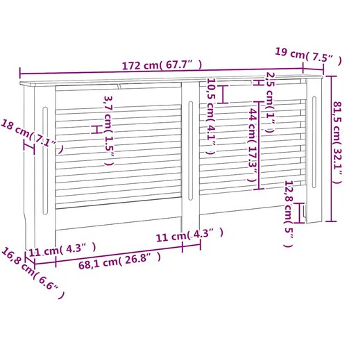  Pokrovi za radijator 2 kom bijeli 172 x 19 x 81,5 cm MDF Slike