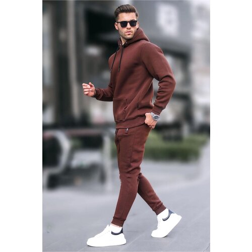 Madmext Bitter Brown Hooded Basic Tracksuit Set 5905 Slike