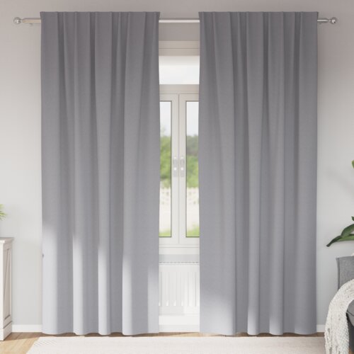 vidaXL Zavese z zavesami 2 pcs Svetlo siva 245 x 140 cm Poliester Cene