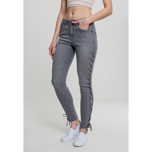 Urban Classics Women's denim pants Lace Up Skinny - grey Cene