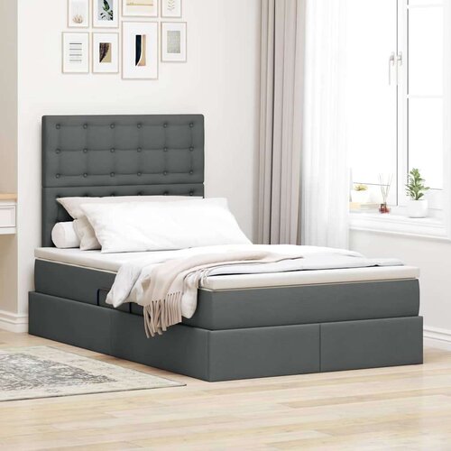  Krevet s od storage Tamno siva 120 x 190 cm Lažna koža Cene