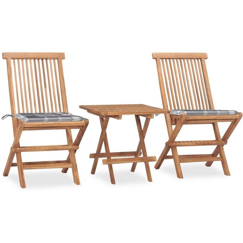  3-dijelni sklopivi vrtni blagovaonski set od masivne tikovine Slike