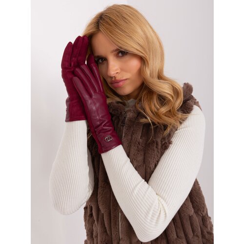 Fashion Hunters Burgundy gloves with touch function Slike