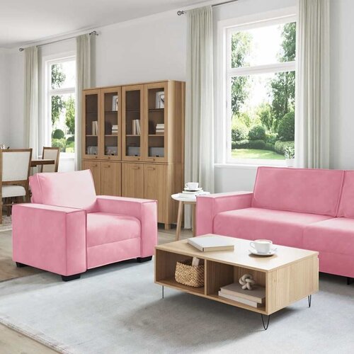  3-dijelni set sofa s jastucima ružičasti bar&amp;scaron;un - Ružičasta 1 Slike