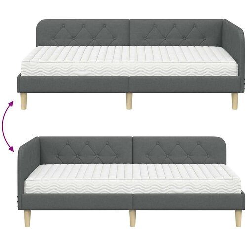 VidaXL Kutni okvir kreveta s madracem Tamno siva 90 x 200 cm tkanina Slike