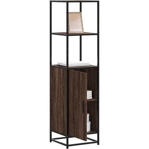 VidaXL Visoka omara rjavi hrast 35,5x35x139 cm inž. les in kovina Slike