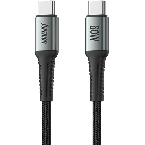 Superior usb data kabal SU-K102 pleteni fast 60W 3A type c na type c 1m/ crna Cene