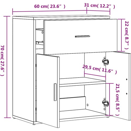  Komoda sonoma hrast 60 x 31 x 70 cm od konstruiranog drva Smeđa Slike