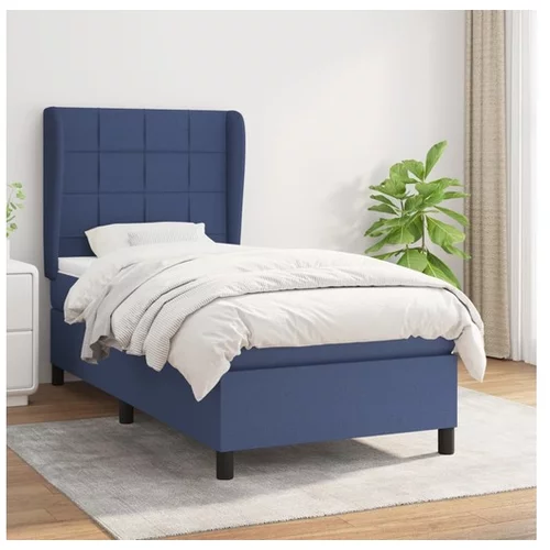  Box spring postelja z vzmetnico modra 80x200 cm blago