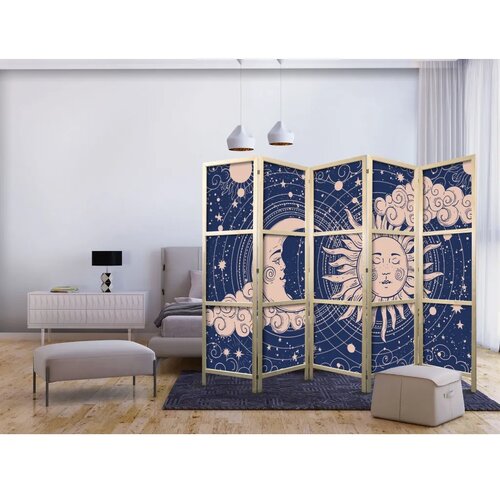  Japanski paravan - Cosmic Harmony - Illustration of the Sun and Moon on a Navy Background 225x172 Cijene