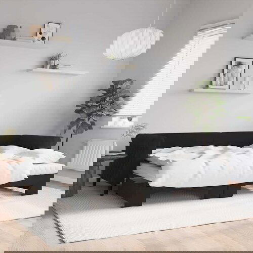 VidaXL Izvlečna dnevna postelja z vzmetnicami črna 80x200 cm žamet Slike