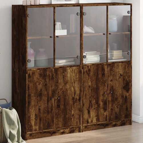 VidaXL Regal za knjige s vratima boja hrasta 136x37x142 cm drveni Slike