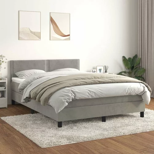  Box spring postelja z vzmetnico svetlo siva 140x200 cm žamet, (20723542)