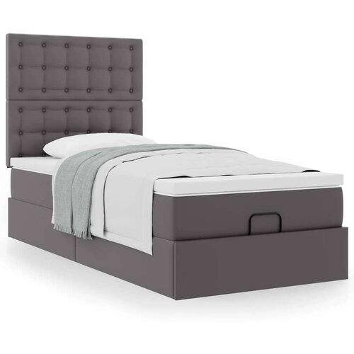 VidaXL otomanski okvir kreveta s madracem sivi 100x200cm umjetna koža Slike