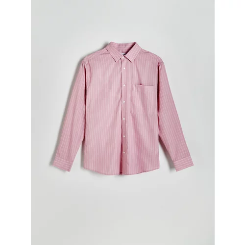 Reserved - Prugasta comfort fit košulja - pastelnoružičasto