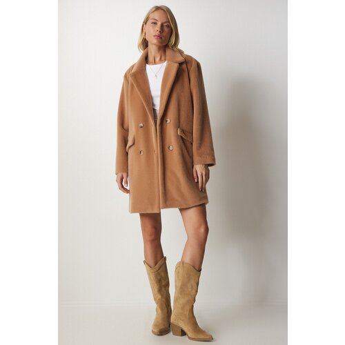  Women&amp;#039;s Biscuit, Rabbit Feather Look Oversized Coat Slike