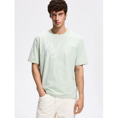 Reserved Relaxed fit majica kratkih rukava s printom - svjetlozeleno Cijene