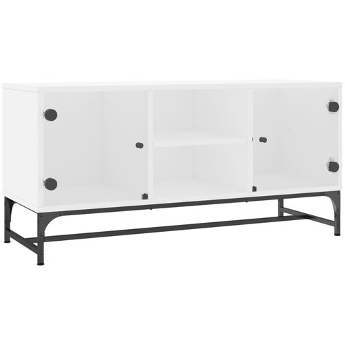 Maison Chic TV omarica - TV stojalo - Televizijska omarica s steklenimi vrati bela 102x37x50 cm, (21699059) Cene