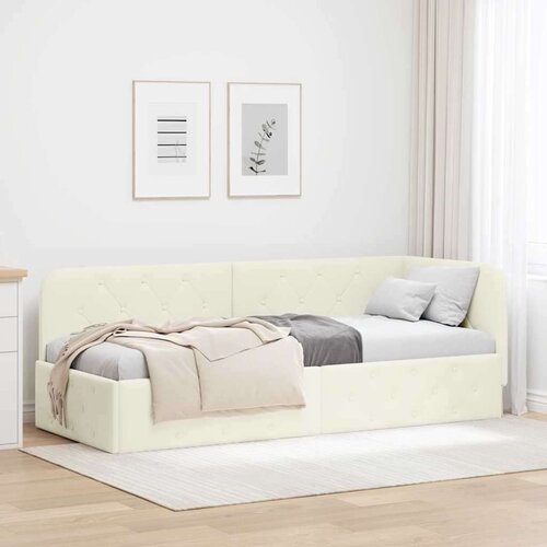 vidaXL kutni okvir kreveta s uzglavljem krema 80 x 200 cm bar&scaron;un Cijene