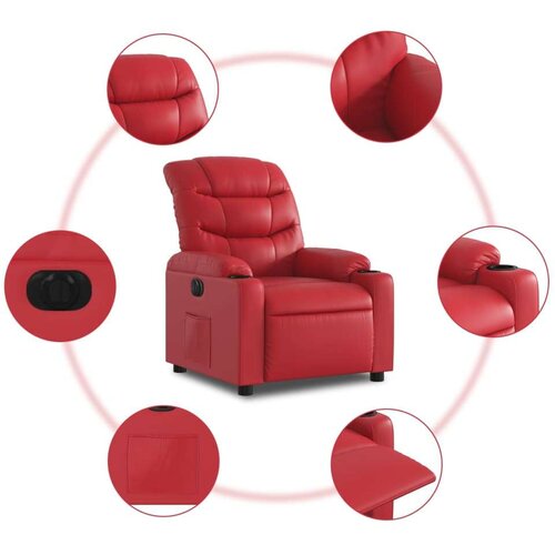  Električni naslonjač od umjetne kože crveni Slike
