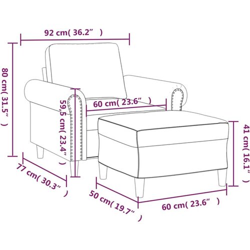 VidaXL Fotelja s tabureom krem 60 cm bar&amp;scaron;unasta Slike
