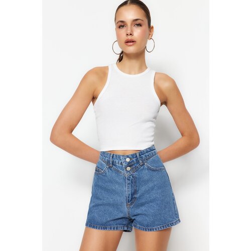 Trendyol Shorts - Blue - High Waist Slike