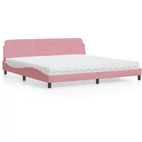  Krevet s madracem ružičasti 200x200 cm baršunasti