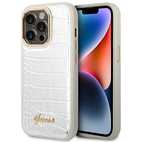 Guess HARDCASE CROCO COLLECTION SILVER CASE ZA IPHONE 14 PRO 6.1, (21834017) Cene
