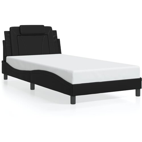 Maison Chic Posteljni okvir - Enojna postelja - Postelja za odrasle z vzglavjem črn 100x200 cm umetno usnje-J9404, (21774563) Cene