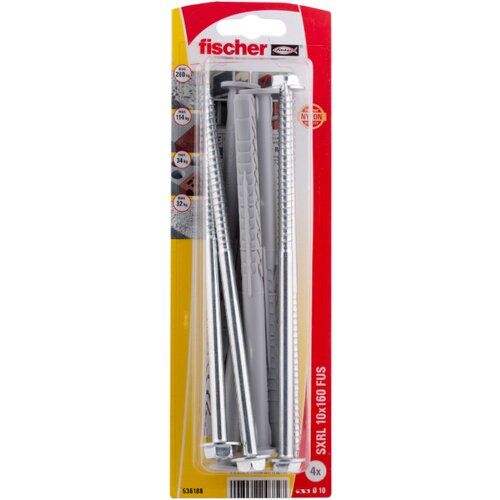 Fischer Udarna tipla s vijkom SXRL FUS (&amp;Oslash; x D: 10 x 160 mm, 4 Kom., Upu&amp;scaron;tena glava) Slike