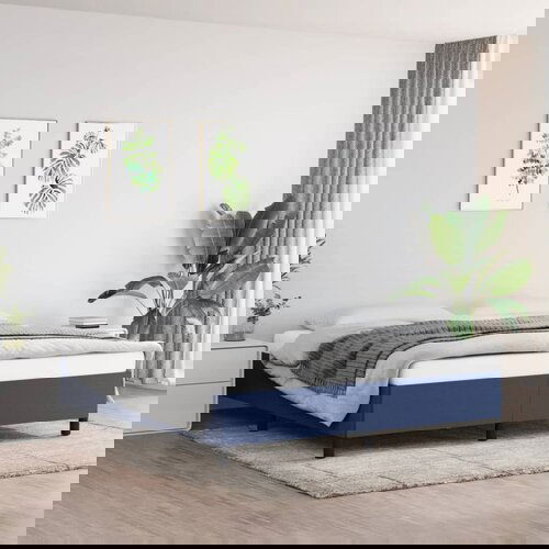 The Living Store Posteljni okvir brez vzmetnice moder 160x200 cm blago - Posteljni Okvir, (21530232) Cene