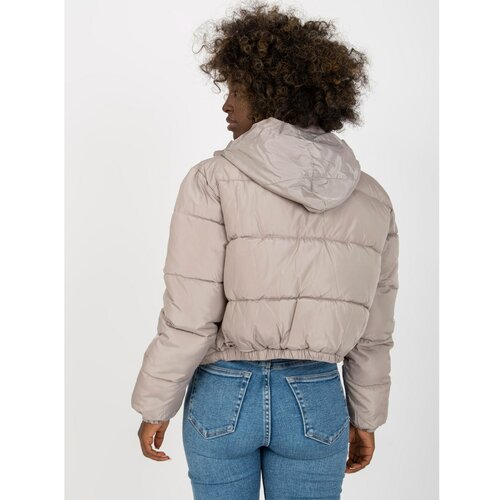 Fashion Hunters Iseline Light Gray Short Hooded Winter Jacket Slike