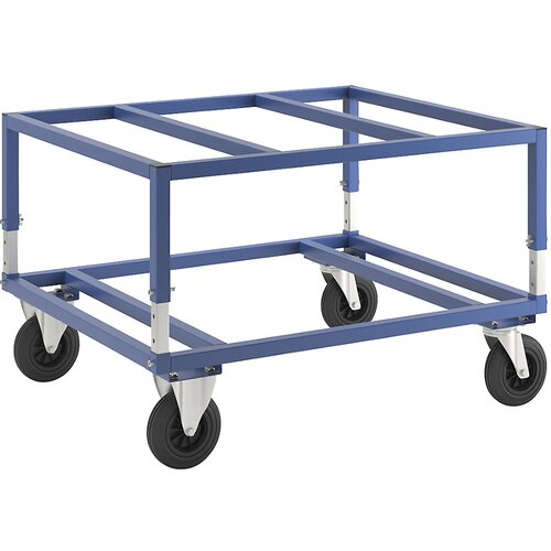 Kongamek transportni voziček za palete KM222, dxšxv 1200 x 1000 x 655 - 830 mm, modre barve, 2 vrtljivi in 2 fiksni kolesi Cene
