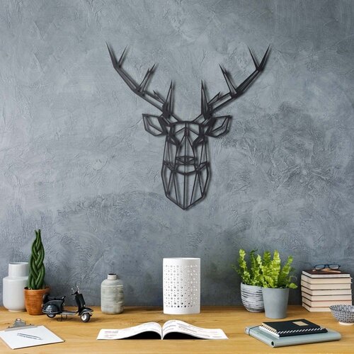 Wallity Zidna dekoracija Stag 2, 49 x 49 cm, Crna Cene