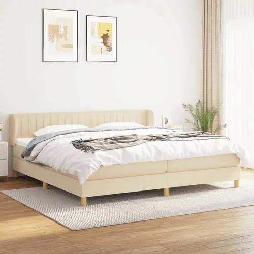  Box spring postelja z vzmetnico krem 200x200 cm blago, (20895417)