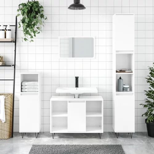  3-dijelni set kupaonskog namještaja sjajni bijeli drveni